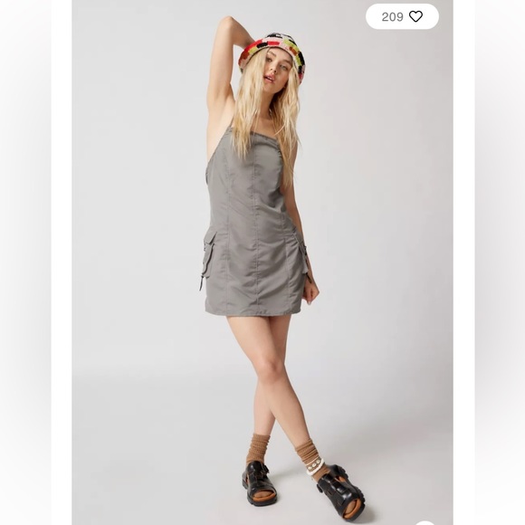 NWT Motel X Jacquie Schmidt bungee cord cargo pocket Mini halter tie neck dress - Picture 4 of 16